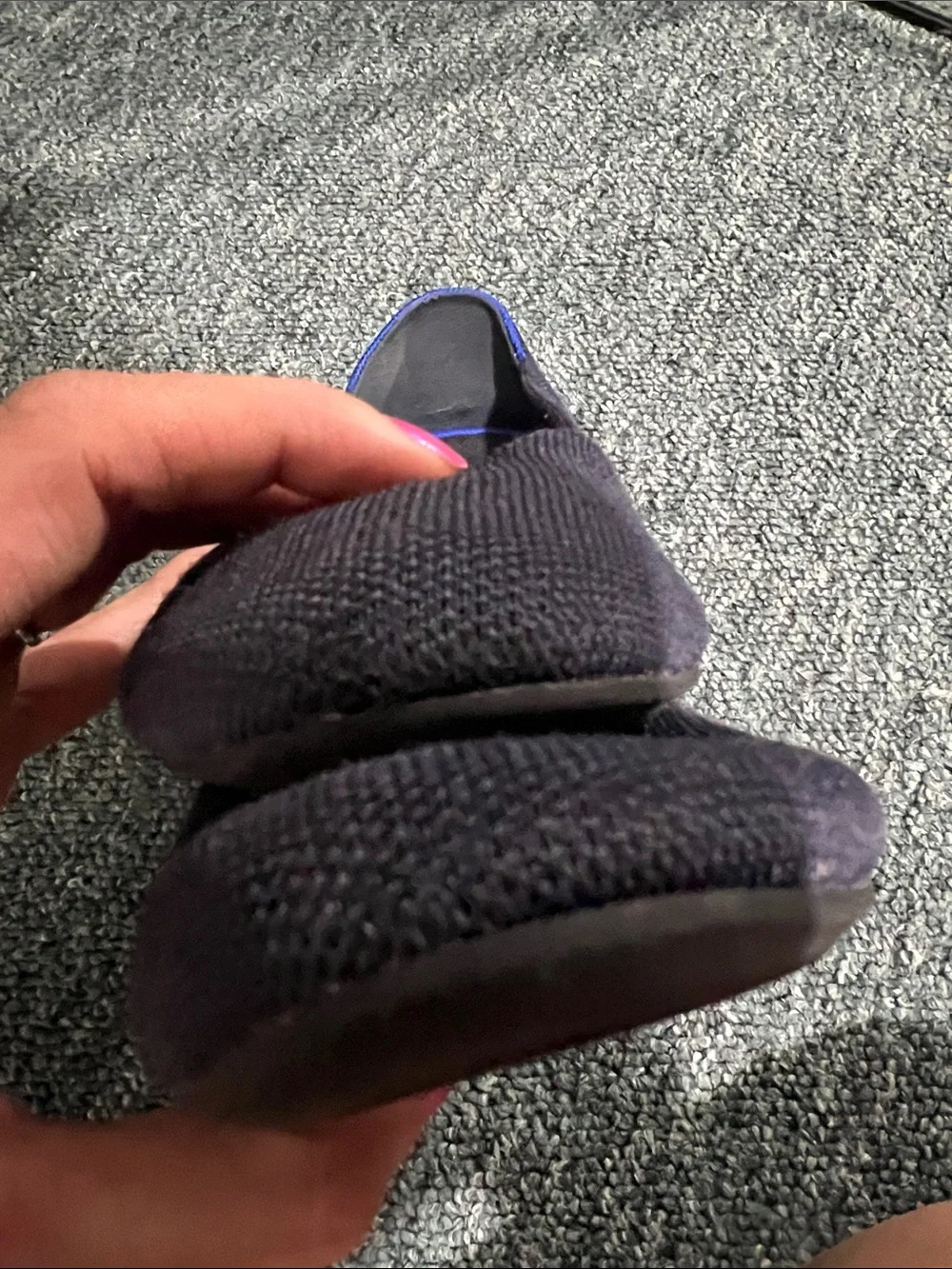 Rothy's Navy Blue Knit Slip-On Flat 9 washable